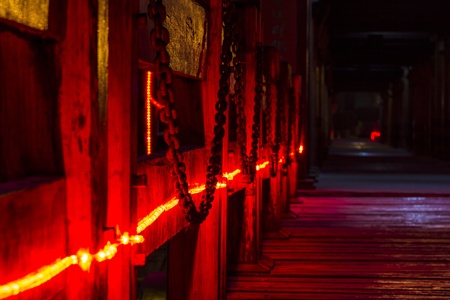 Chinese tradition house with light at nightの写真素材