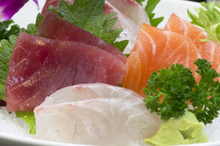 Mixed Sashimi set which including tuna salmonの写真素材