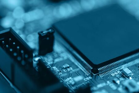 CPU electronic circuit board concept of modern and high technology with computer programming and AI (artificial intelligence )の写真素材