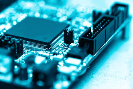 CPU electronic circuit board concept of modern and high technology with computer programming and AI (artificial intelligence )の写真素材