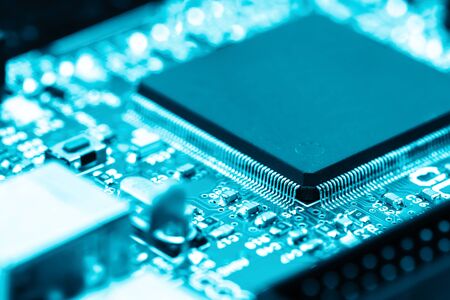 CPU electronic circuit board concept of modern and high technology with computer programming and AI...