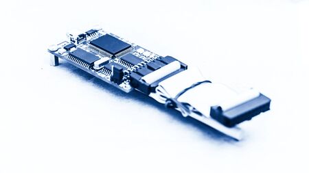 abstract background of engineering electronic circuit bord, closed up, engineering and technical experimental kit concept.の写真素材