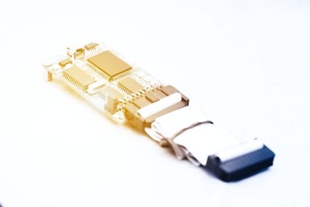abstract background of engineering electronic circuit bord, closed up, engineering and technical experimental kit concept.の写真素材