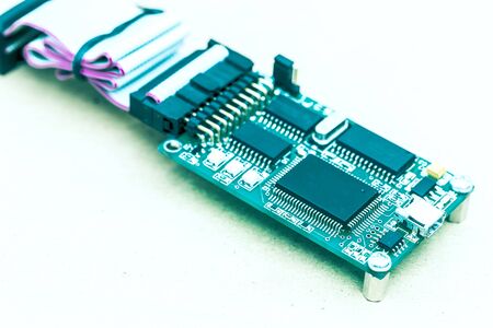 abstract background of engineering electronic circuit bord, closed up, engineering and technical experimental kit concept.の写真素材