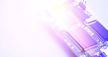 Abstract background of modern technology for better life, electronic cpu chip with colourful rendering image.の写真素材