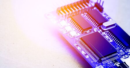 Abstract background of modern technology for better life, electronic cpu chip with colourful rendering image.の写真素材