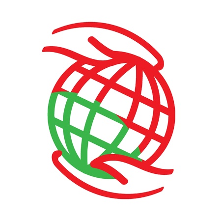 Hands Holding Earth Logo for Tsunami Relief Efforts Charity Drive 2011, Japanのイラスト素材