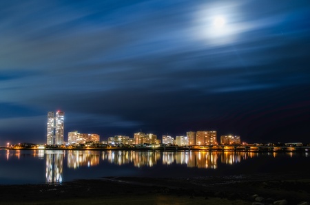 night view of a townの写真素材