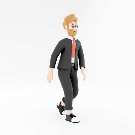 Side view of 3D businessman walking