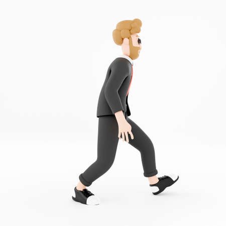 Side view of 3D businessman walking