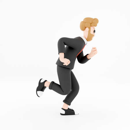 Side view of 3D businessman running