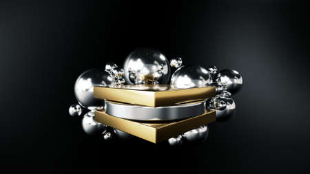 Black and gold 3D podium mockup display background