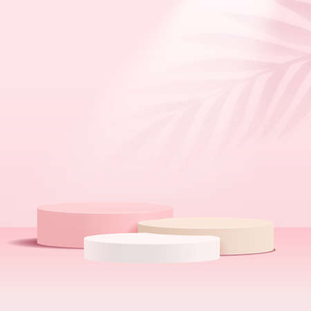 Pink 3D geometrical podium mockup display backgroundのイラスト素材