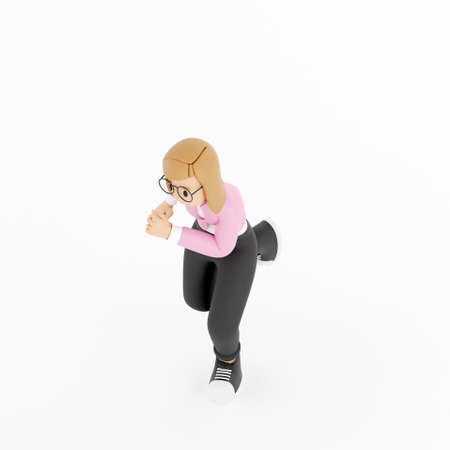 3D casual wear woman running