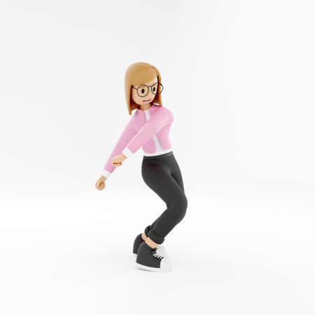 3D casual wear woman dancing