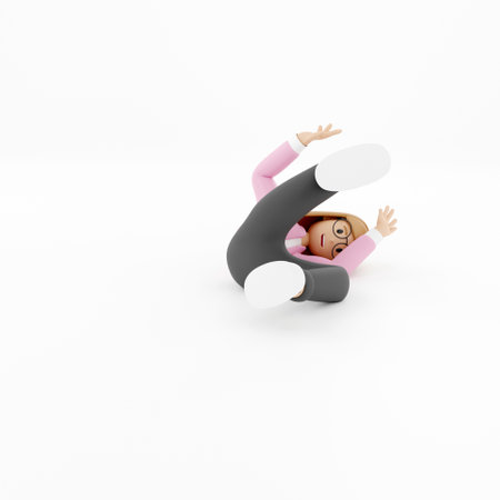 3D casual wear woman falling