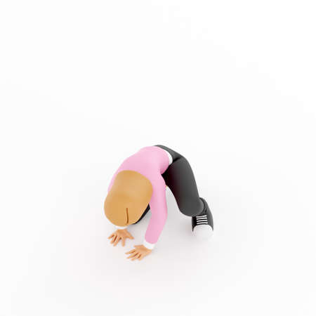 3D casual wear woman crawling