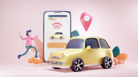 3D E-hailing conceptの写真素材