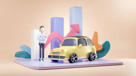 3D car sales increase conceptの写真素材