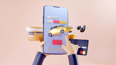 3D E-hailing conceptの写真素材