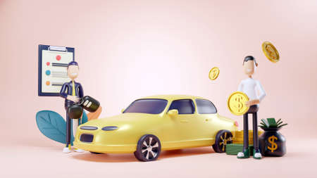 3D men with a carの写真素材