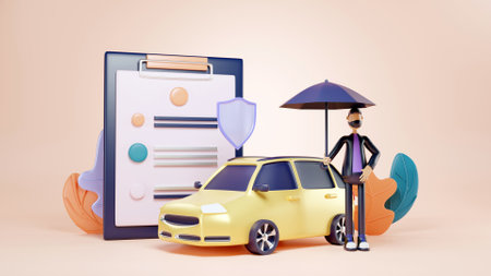 3D car insurance conceptの写真素材