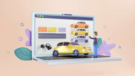 3D online car purchase conceptの写真素材