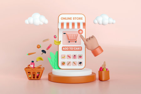 3D online shopping conceptの写真素材
