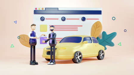 3D online car purchase conceptの写真素材