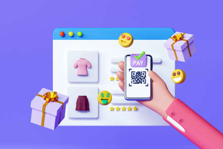 3D online shopping conceptの写真素材