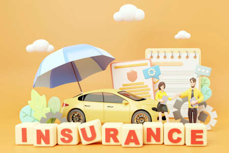 3D car insurance conceptの写真素材