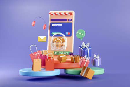 3D online shopping conceptの写真素材