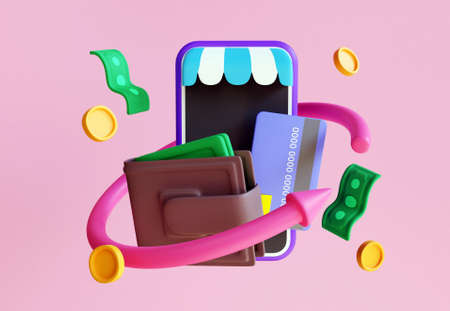 3D online shopping conceptの写真素材