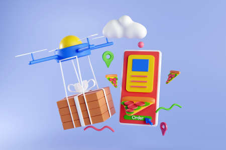 3D food delivery conceptの写真素材