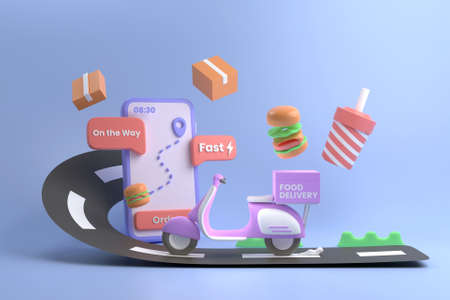 3D food delivery conceptの写真素材