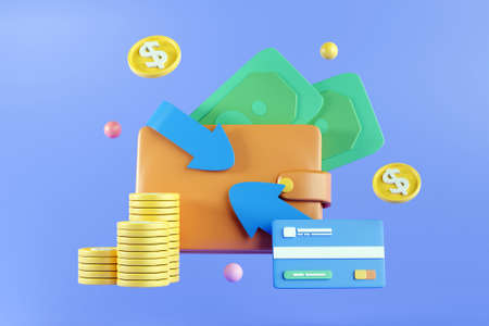 3D E-wallet transfer conceptの写真素材