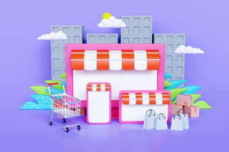 3D online stores conceptの写真素材