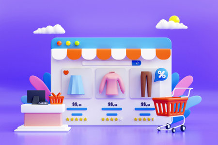 3D online fashion store conceptの写真素材