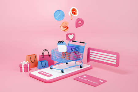 3D online shopping conceptの写真素材