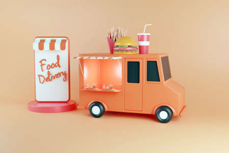 3D food delivery conceptの写真素材