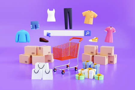 3D online shopping conceptの写真素材