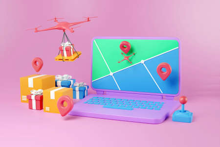 3D live tracking delivery conceptの写真素材