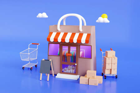 3D online store conceptの写真素材