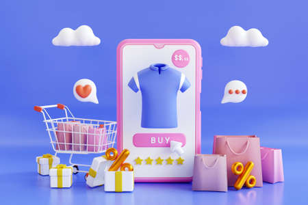 3D online shopping conceptの写真素材