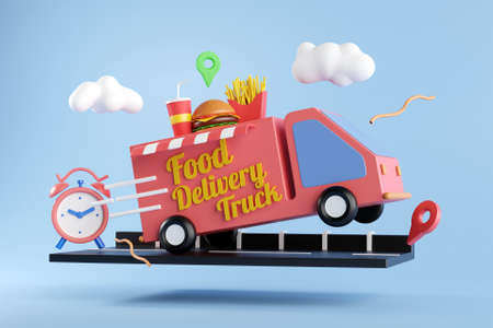 3D Food delivery truck conceptの写真素材