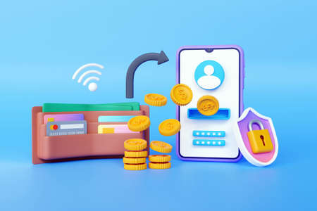 3D E-wallet account conceptの写真素材