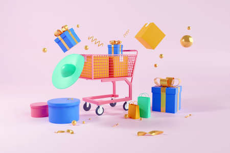 3D online shopping conceptの写真素材