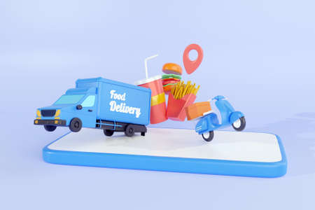 3D food delivery conceptの写真素材