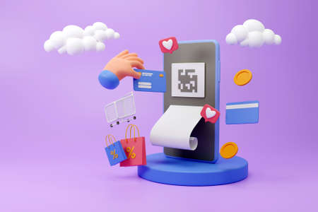 3D online payment conceptの写真素材