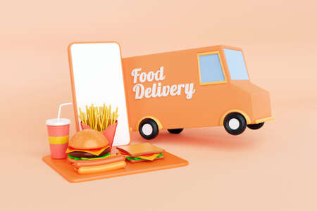 3D food delivery conceptの写真素材